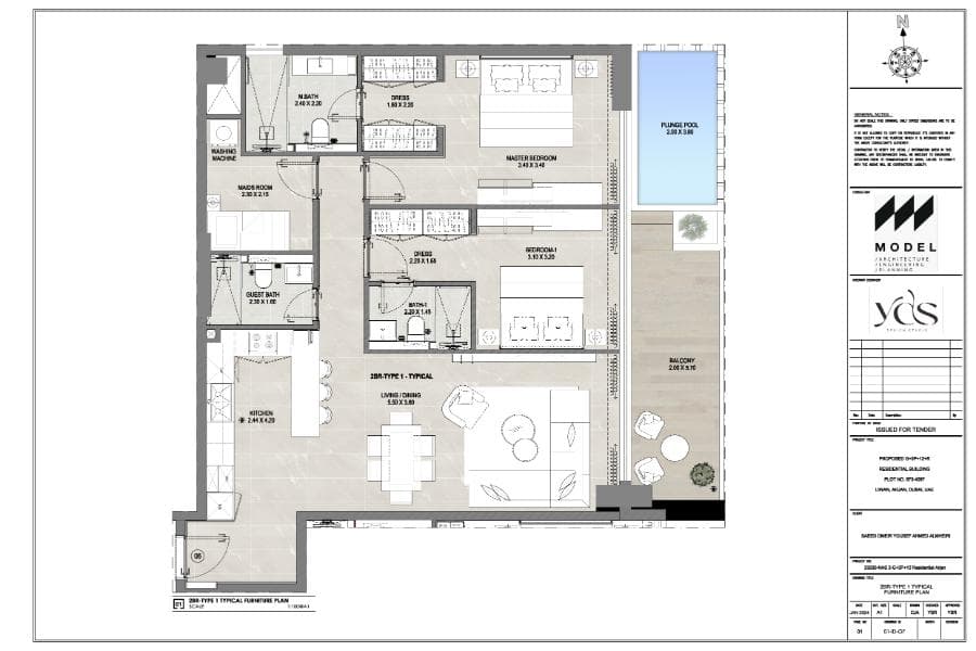 Gharbi I Residences, 2-Bed Floor Plan, type: 2 Bed