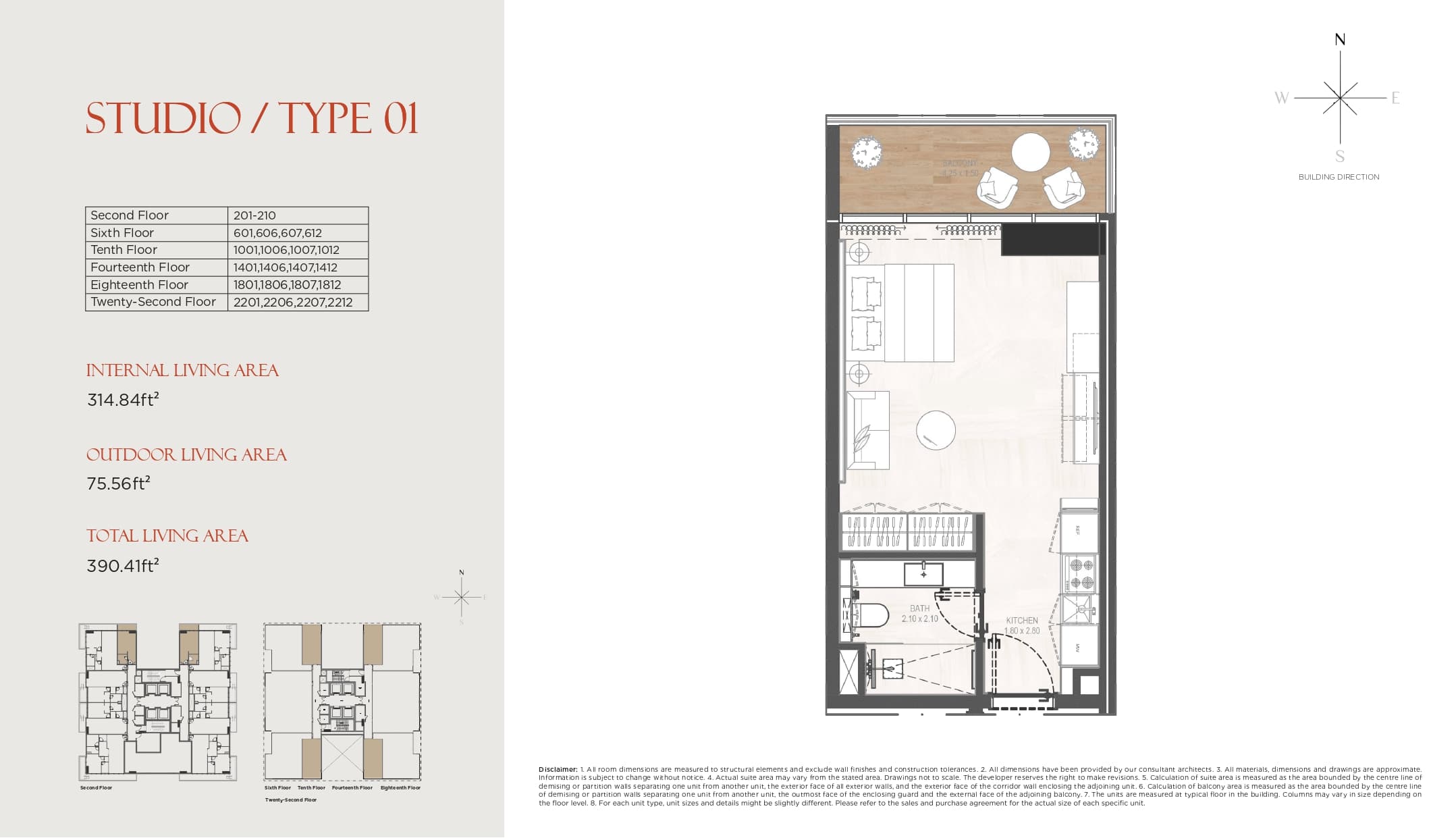 Gharbi II Residences, 0-Bed Floor Plan, type: Studio
