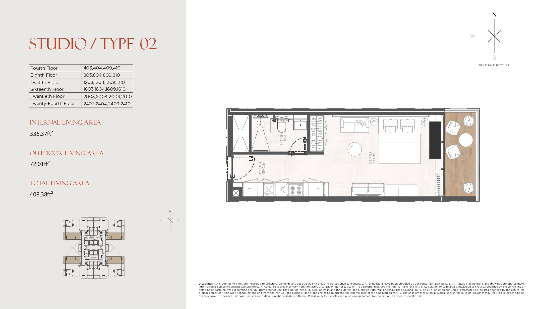 Gharbi II Residences, 0-Bed Floor Plan, type: Studio