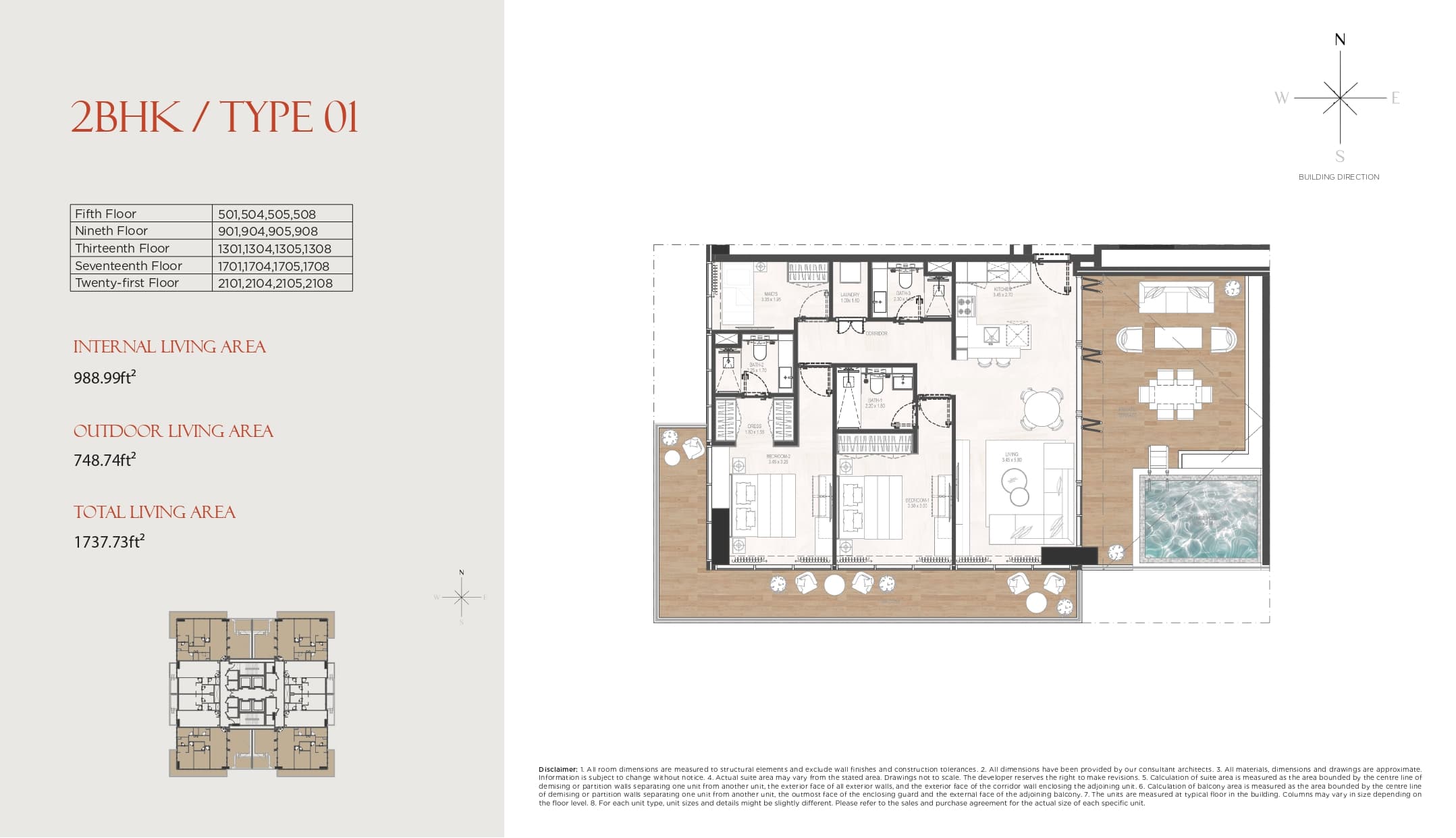 Gharbi II Residences, 2-Bed Floor Plan, type: 2 Bed
