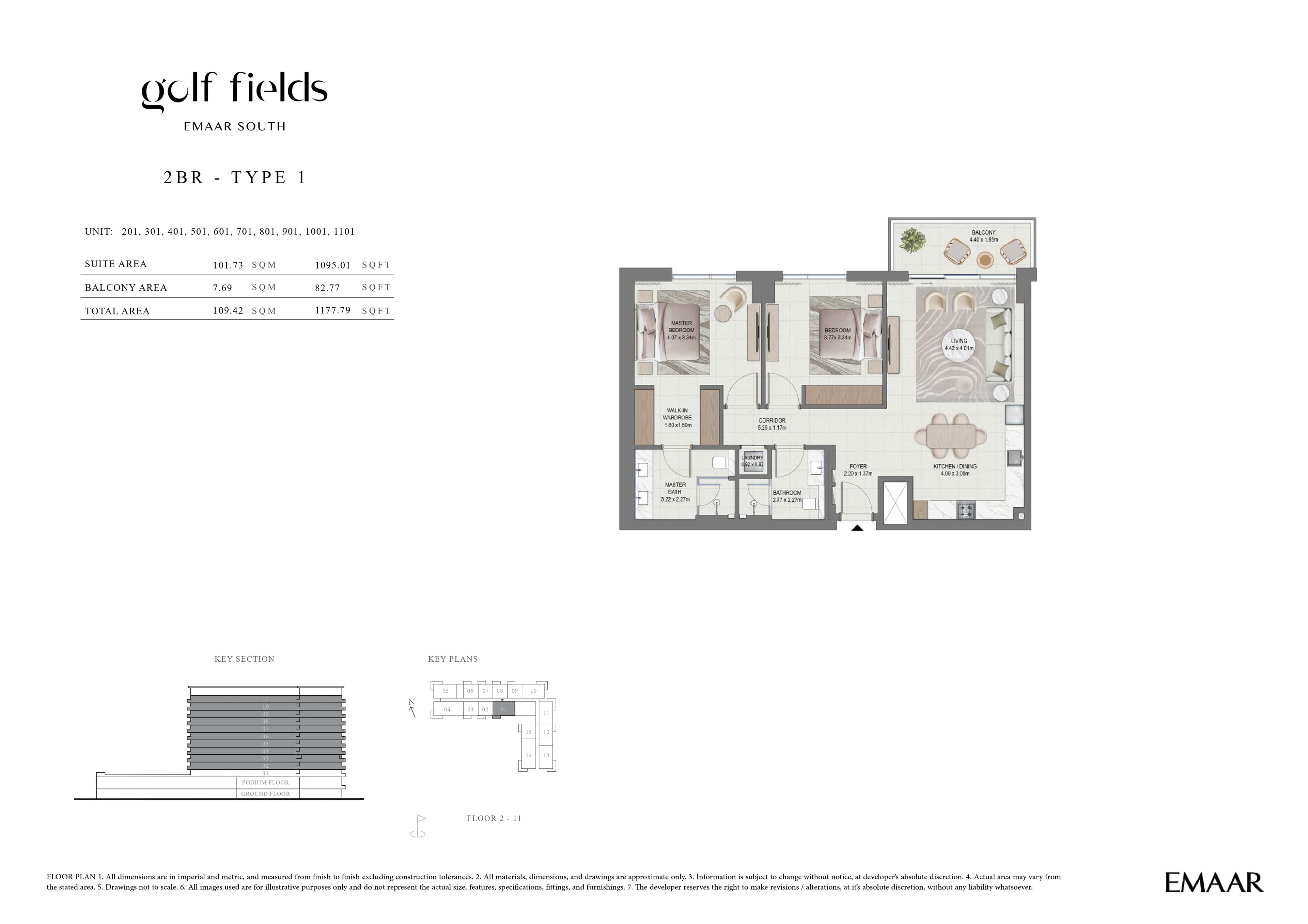 Golf Fields, 2-Bed Floor Plan, type: 2 Bed