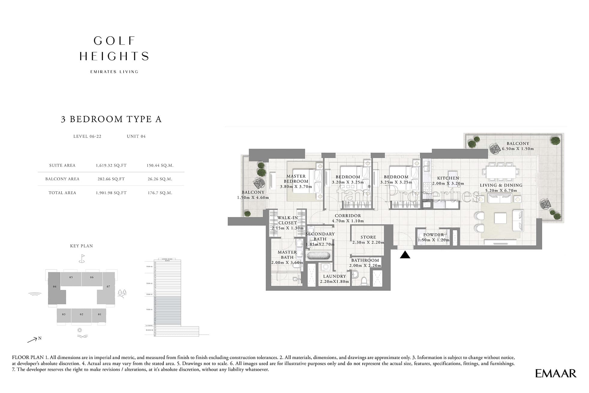 Golf Heights, 3-Bed Floor Plan, type: 3 Bedroom