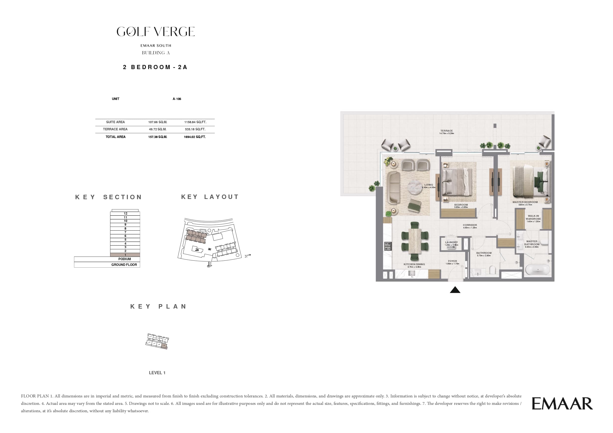 Golf Verge Tower A, 2-Bed Floor Plan, type: 2 Bed