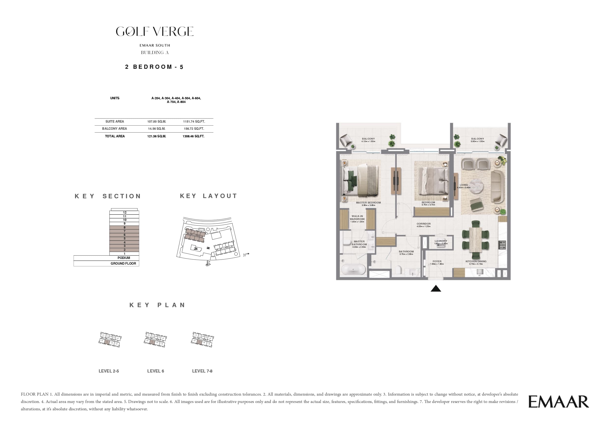 Golf Verge Tower A, 2-Bed Floor Plan, type: 2 Bed