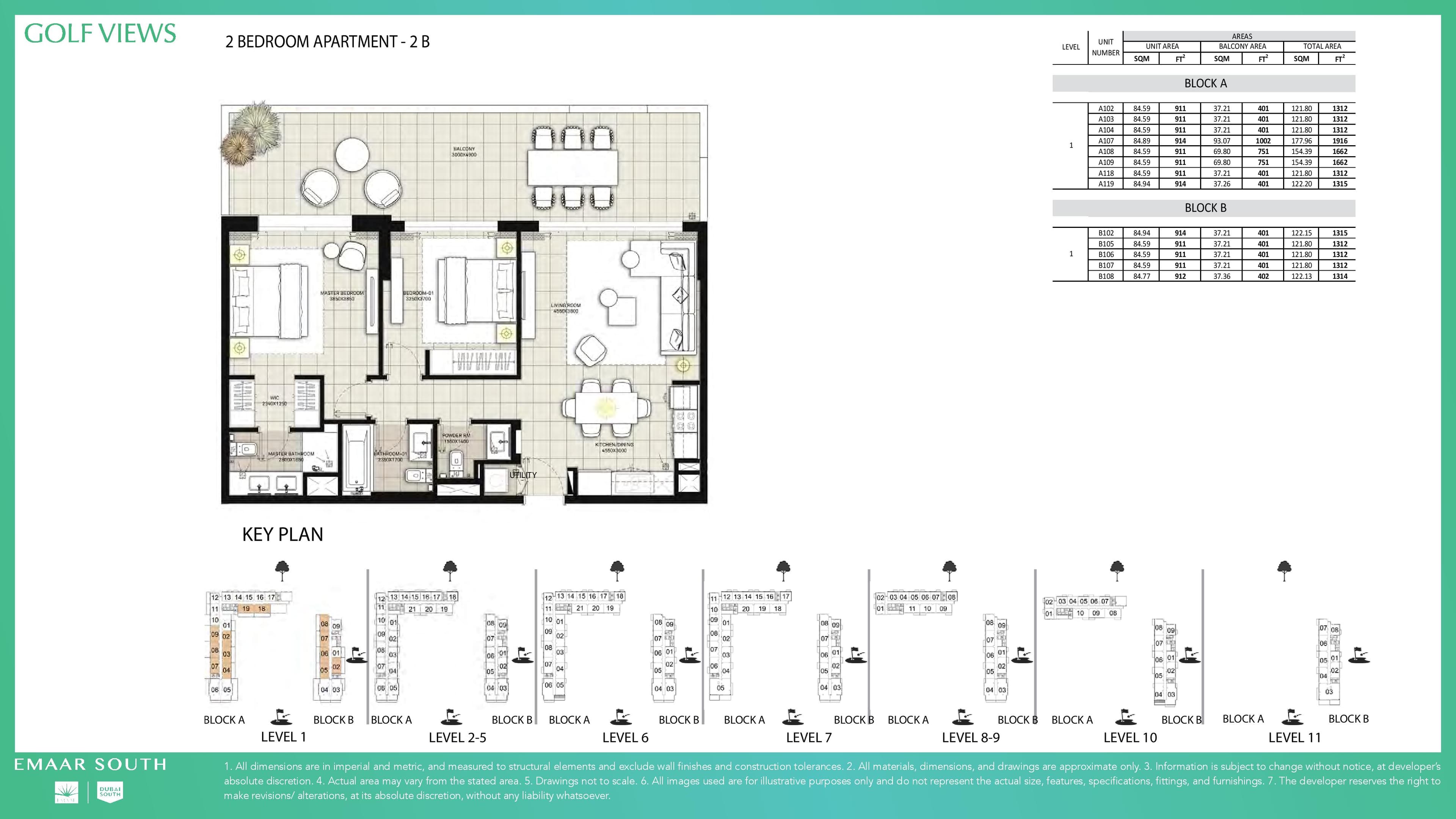 Golf Views, 2-Bed Floor Plan, type: 2 Bedroom