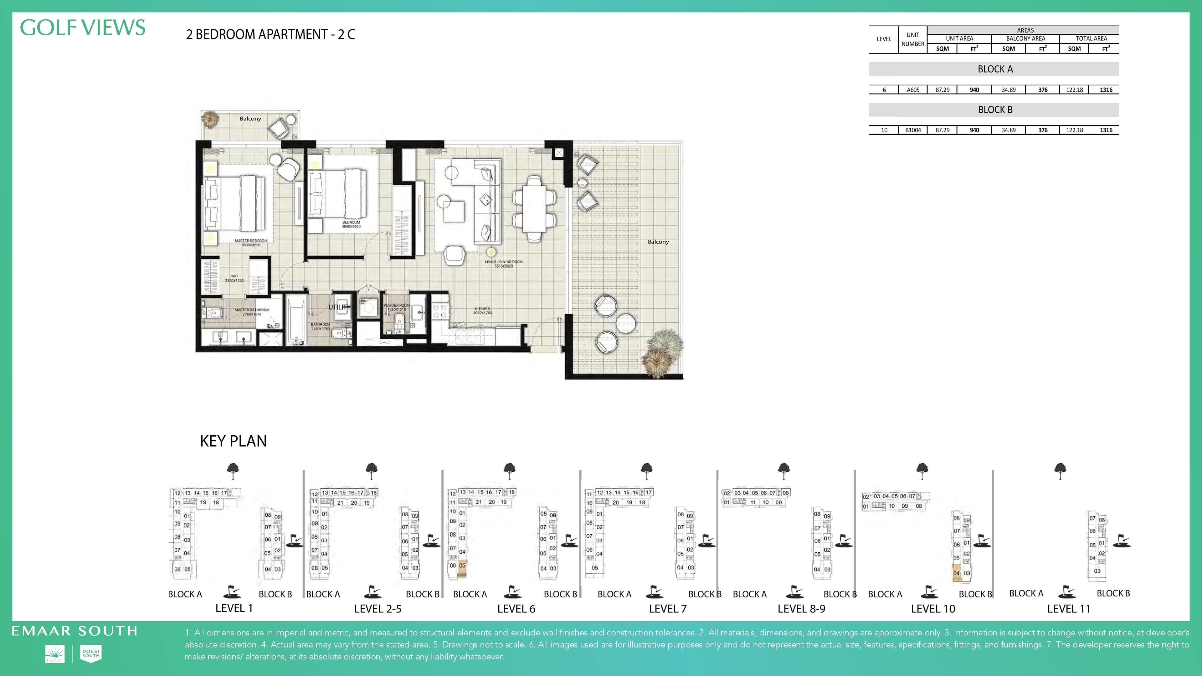 Golf Views, 2-Bed Floor Plan, type: 2 Bedroom