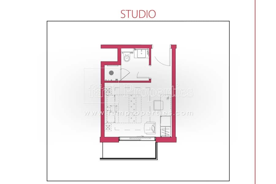 Golfotel, 0-Bed Floor Plan, type: Studio