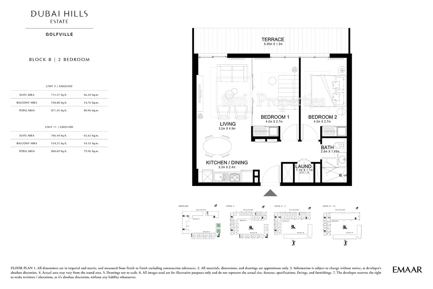 Golfville Block A, 2-Bed Floor Plan, type: 2 Bedroom