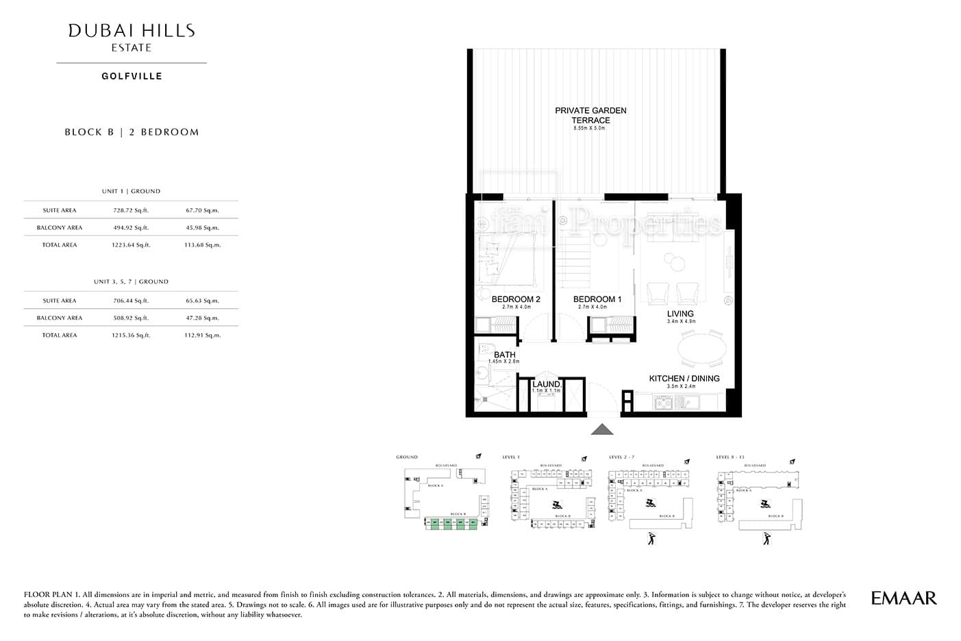Golfville Block A, 2-Bed Floor Plan, type: 2 Bedroom
