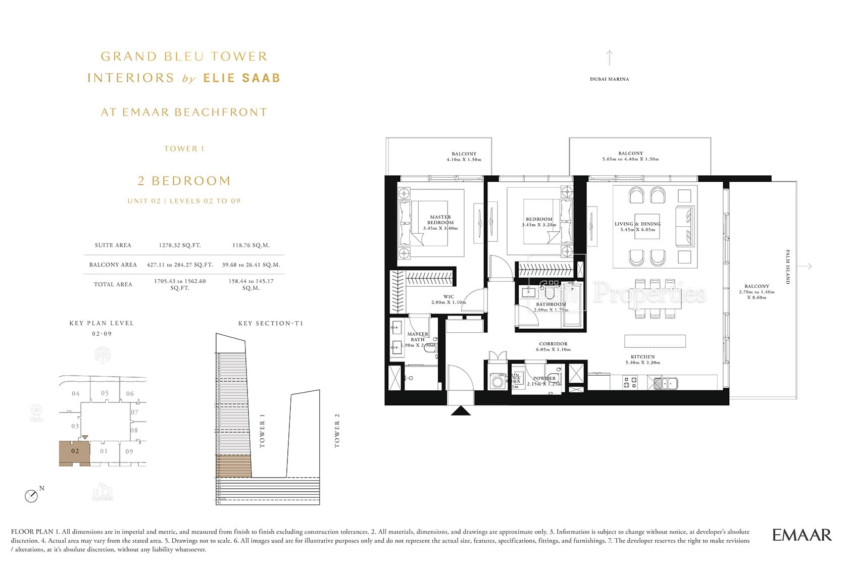 Grand Bleu Tower, 2-Bed Floor Plan, type: 2 Bedroom