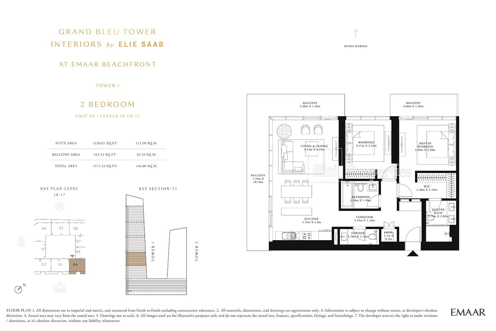 Grand Bleu Tower, 2-Bed Floor Plan, type: 2 Bedroom
