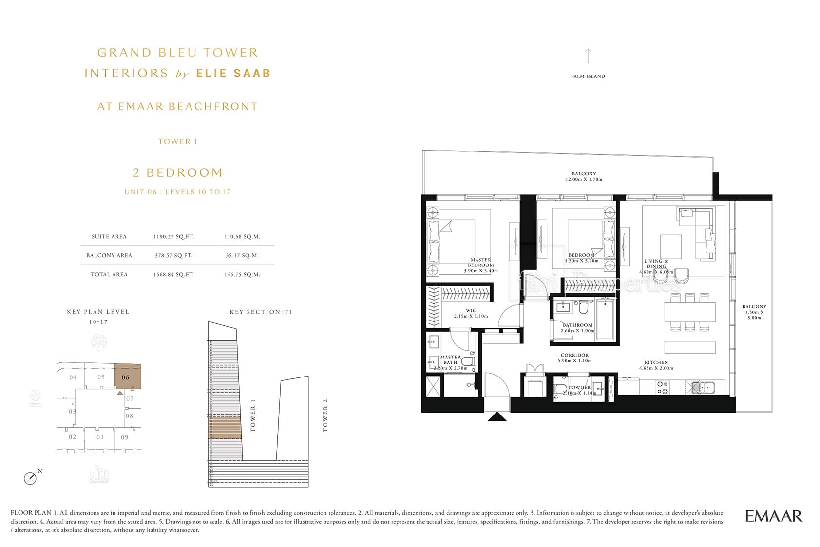 Grand Bleu Tower, 2-Bed Floor Plan, type: 2 Bedroom