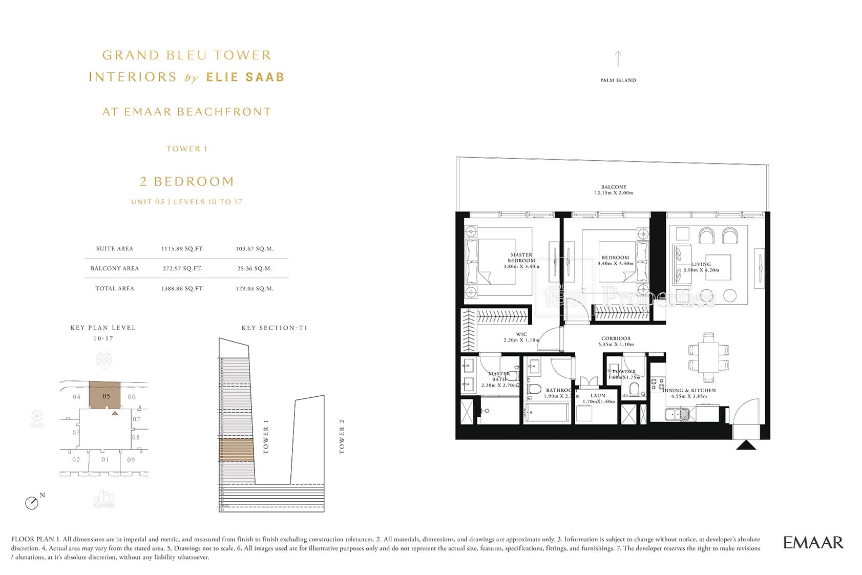 Grand Bleu Tower, 2-Bed Floor Plan, type: 2 Bedroom