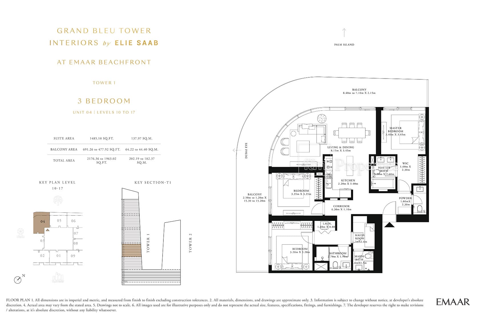 Grand Bleu Tower, 3-Bed Floor Plan, type: 3 Bedroom