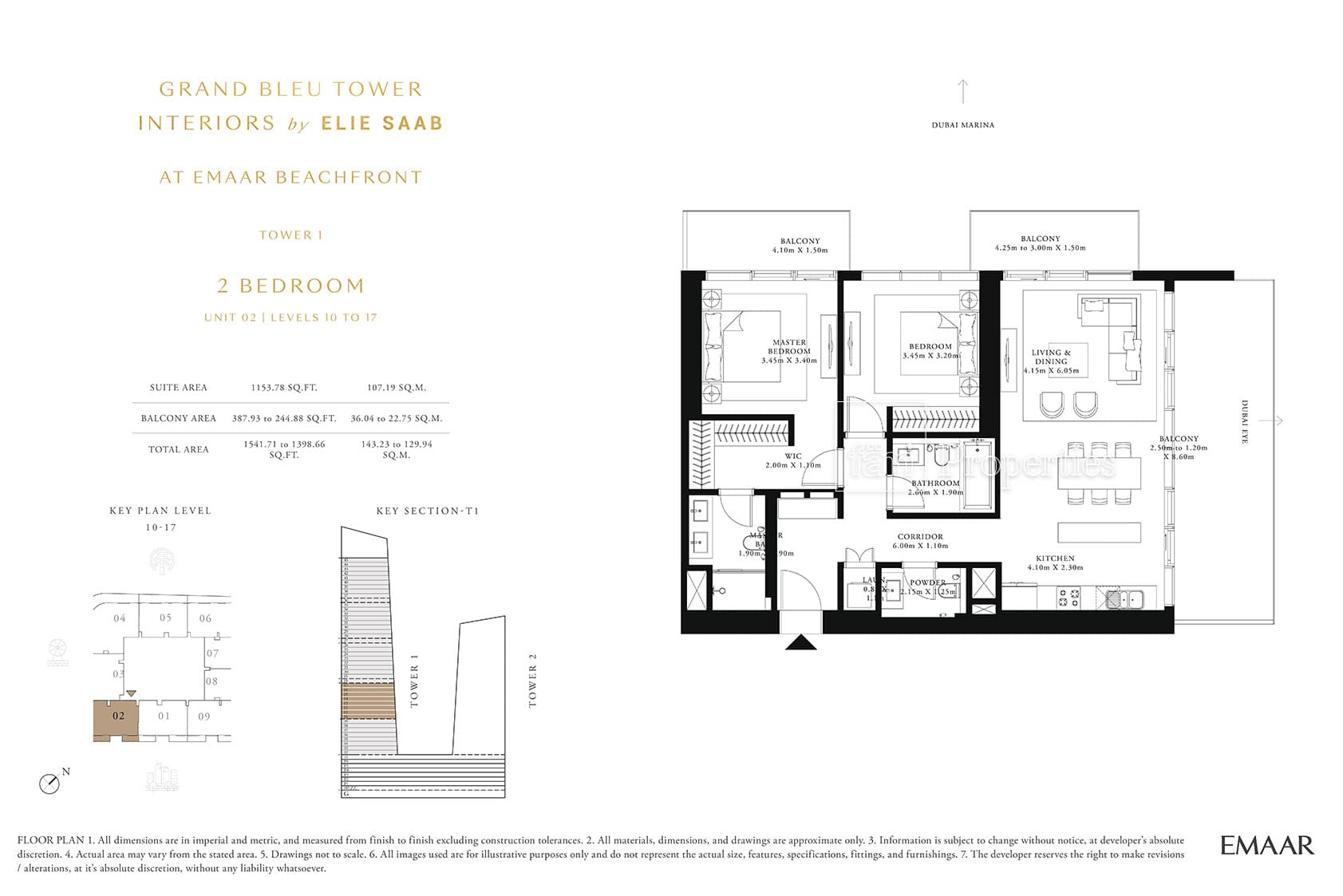 Grand Bleu Tower, 2-Bed Floor Plan, type: 2 Bedroom