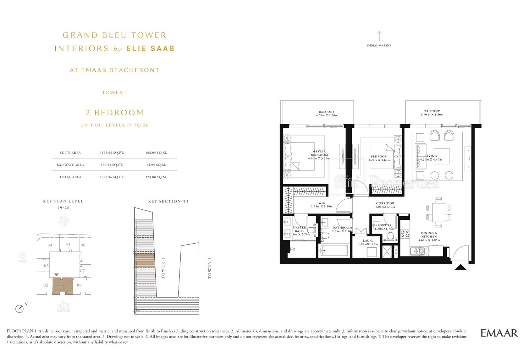 Grand Bleu Tower, 2-Bed Floor Plan, type: 2 Bedroom