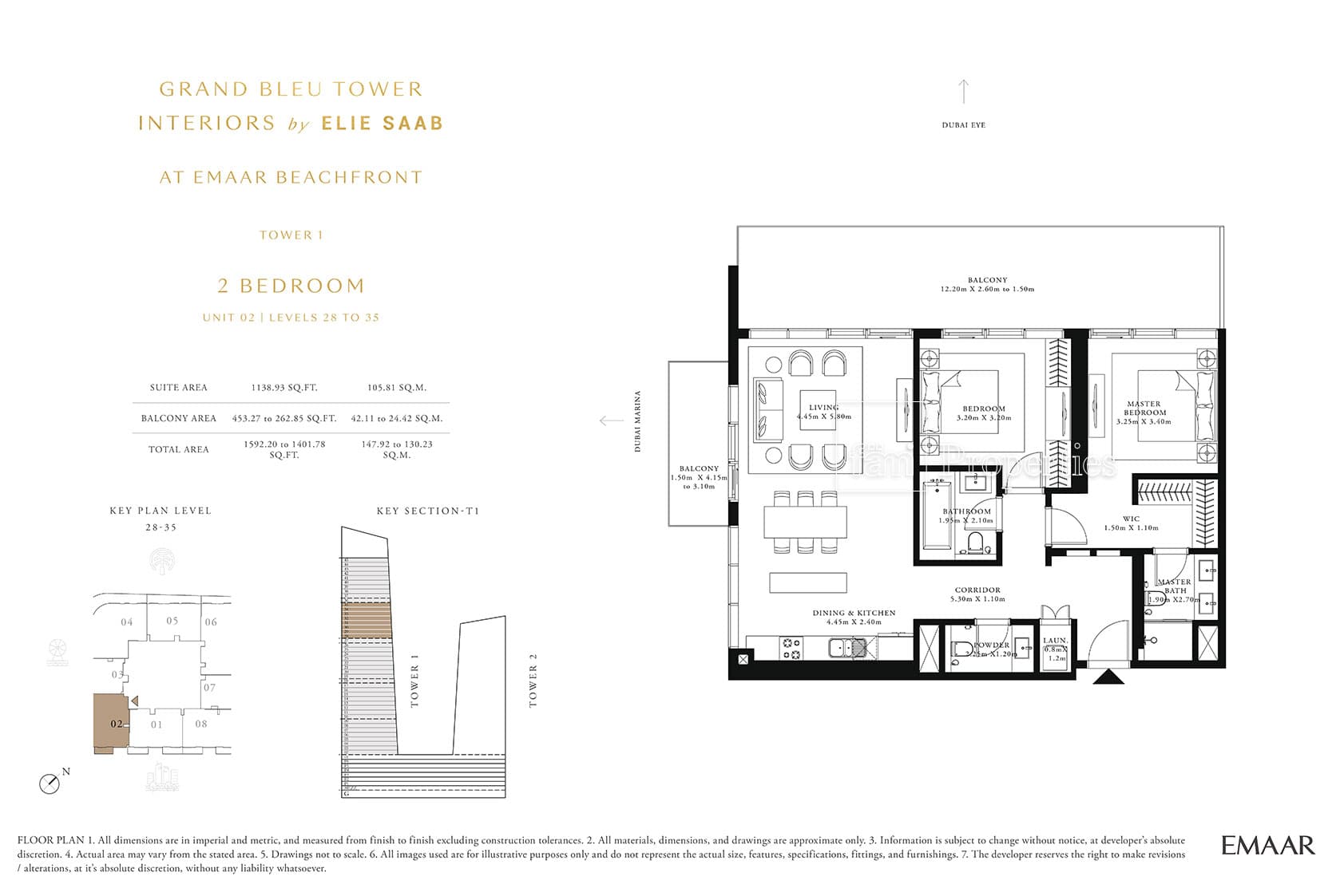 Grand Bleu Tower, 2-Bed Floor Plan, type: 2 Bedroom