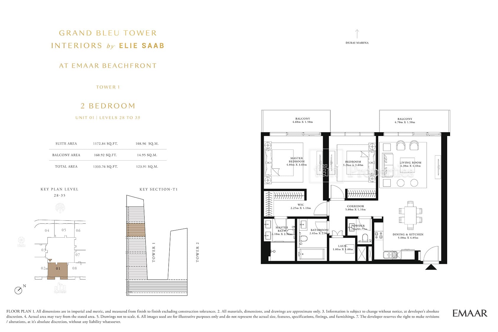 Grand Bleu Tower, 2-Bed Floor Plan, type: 2 Bedroom