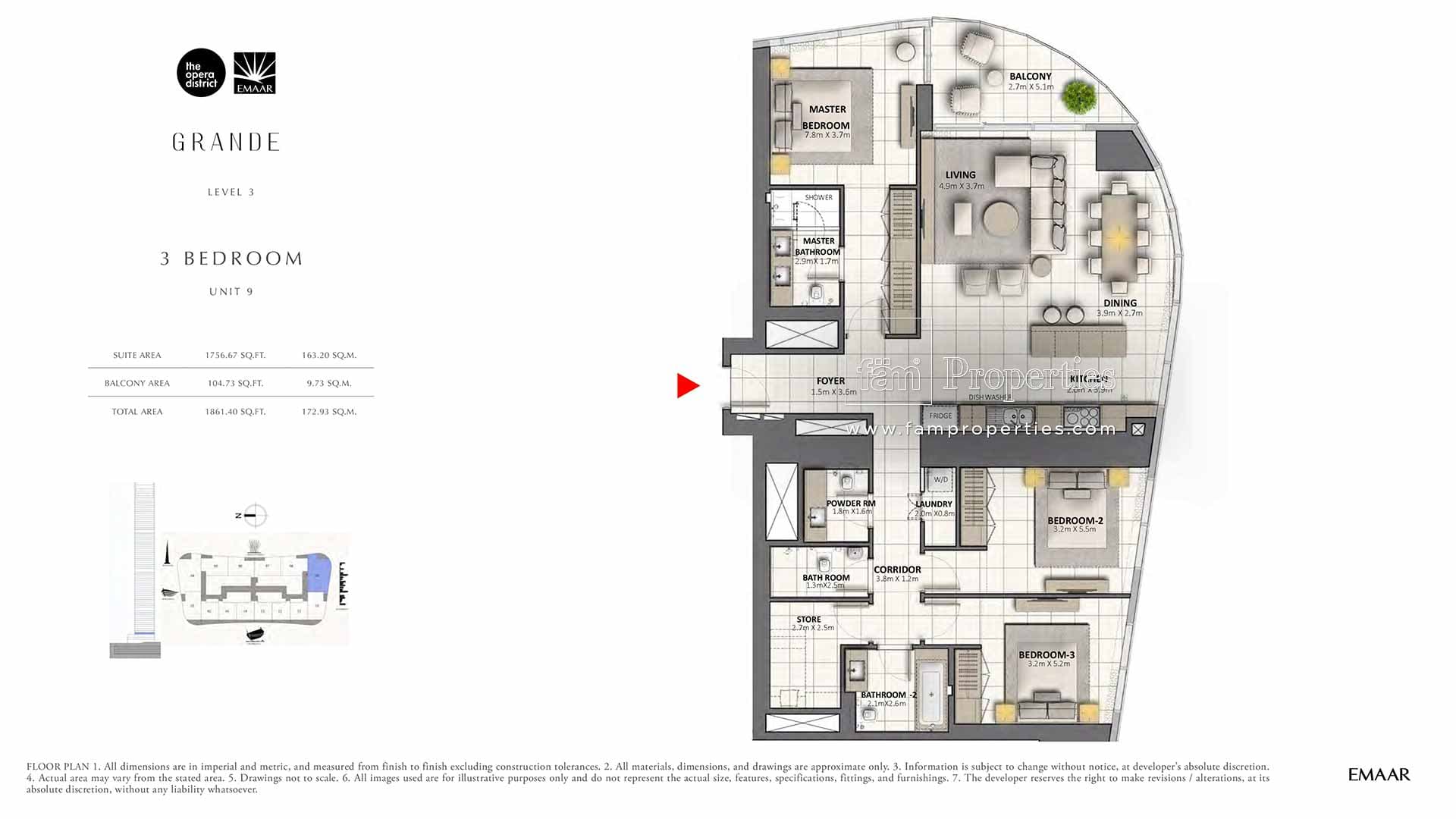 Grande, 3-Bed Floor Plan, type: 3 Bedroom