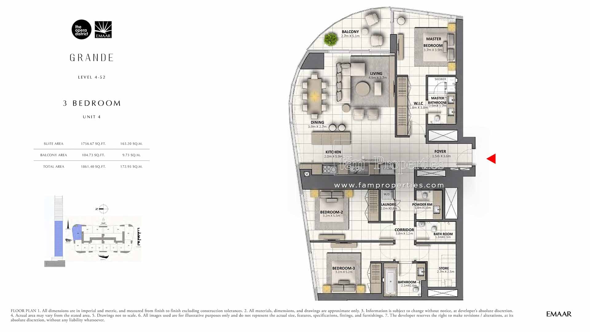 Grande, 3-Bed Floor Plan, type: 3 Bedroom