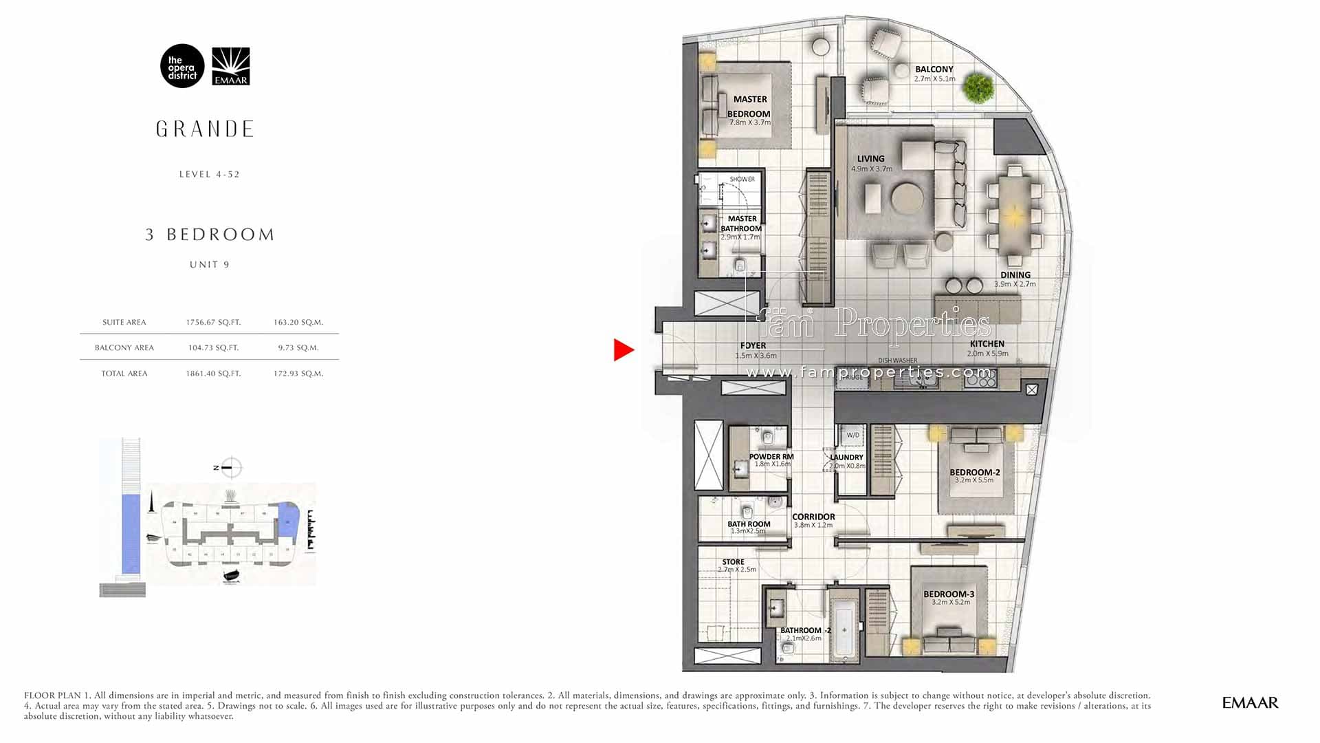 Grande, 3-Bed Floor Plan, type: 3 Bedroom