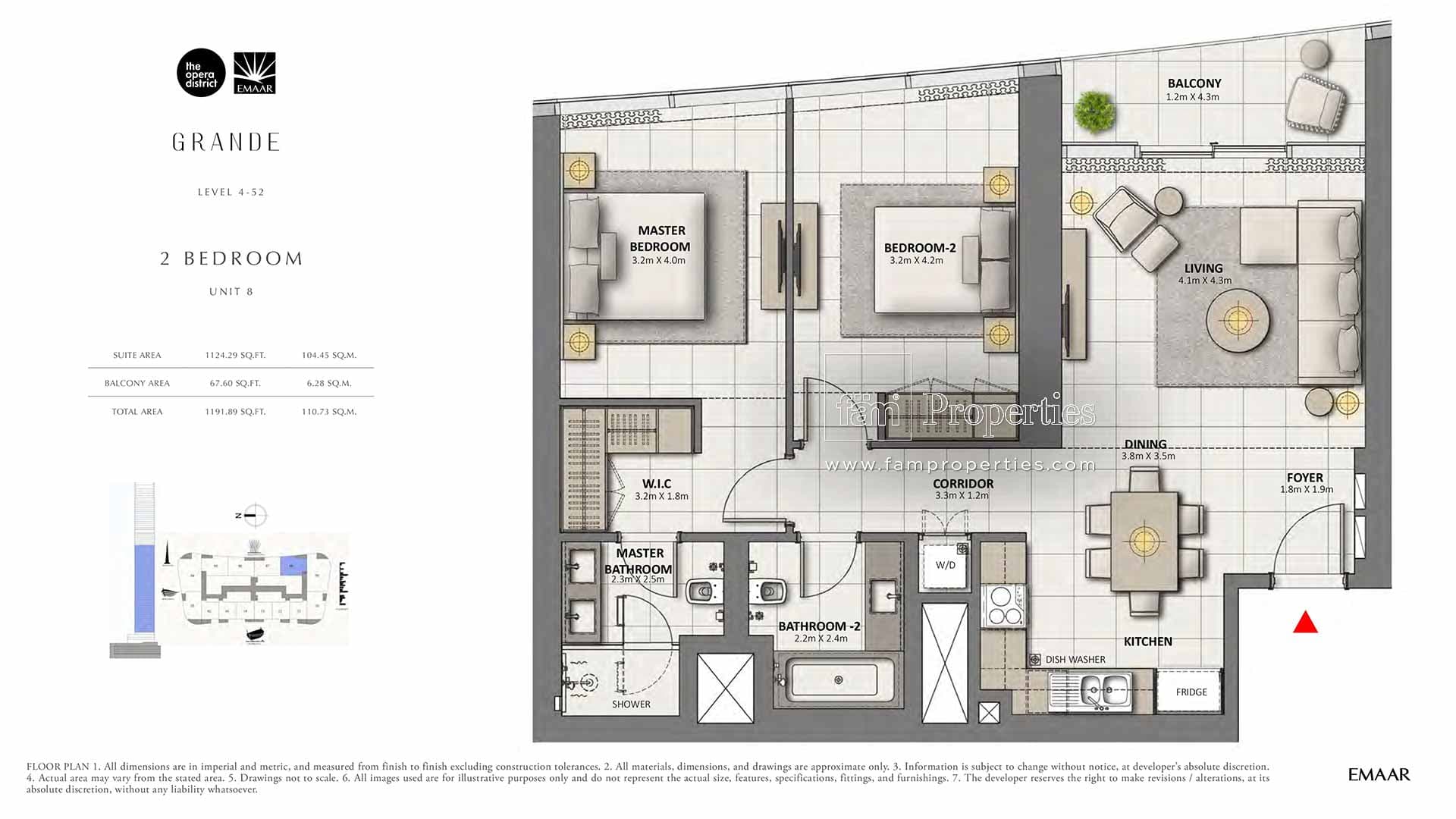 Grande, 2-Bed Floor Plan, type: 2 Bedroom