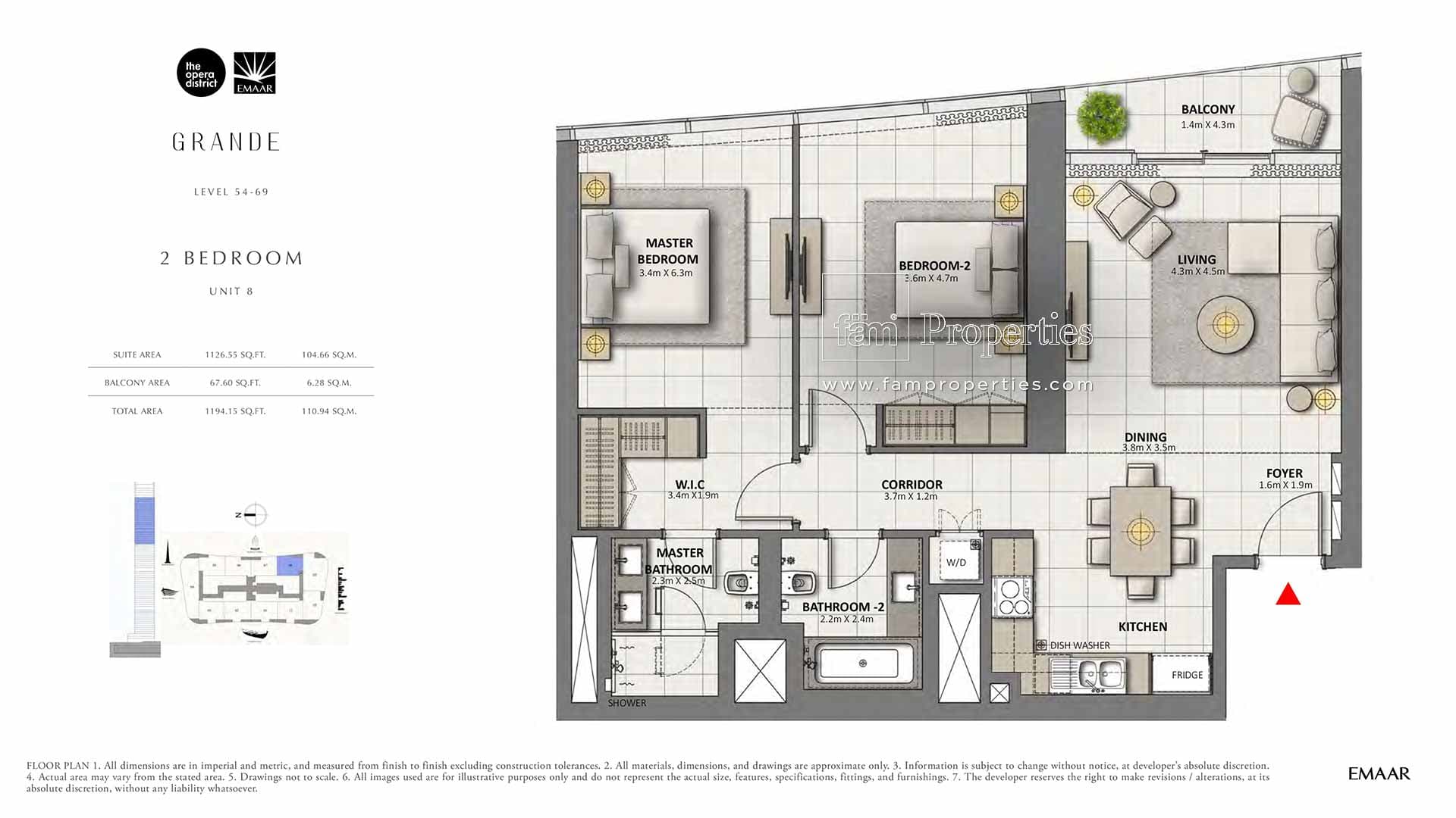 Grande, 2-Bed Floor Plan, type: 2 Bedroom