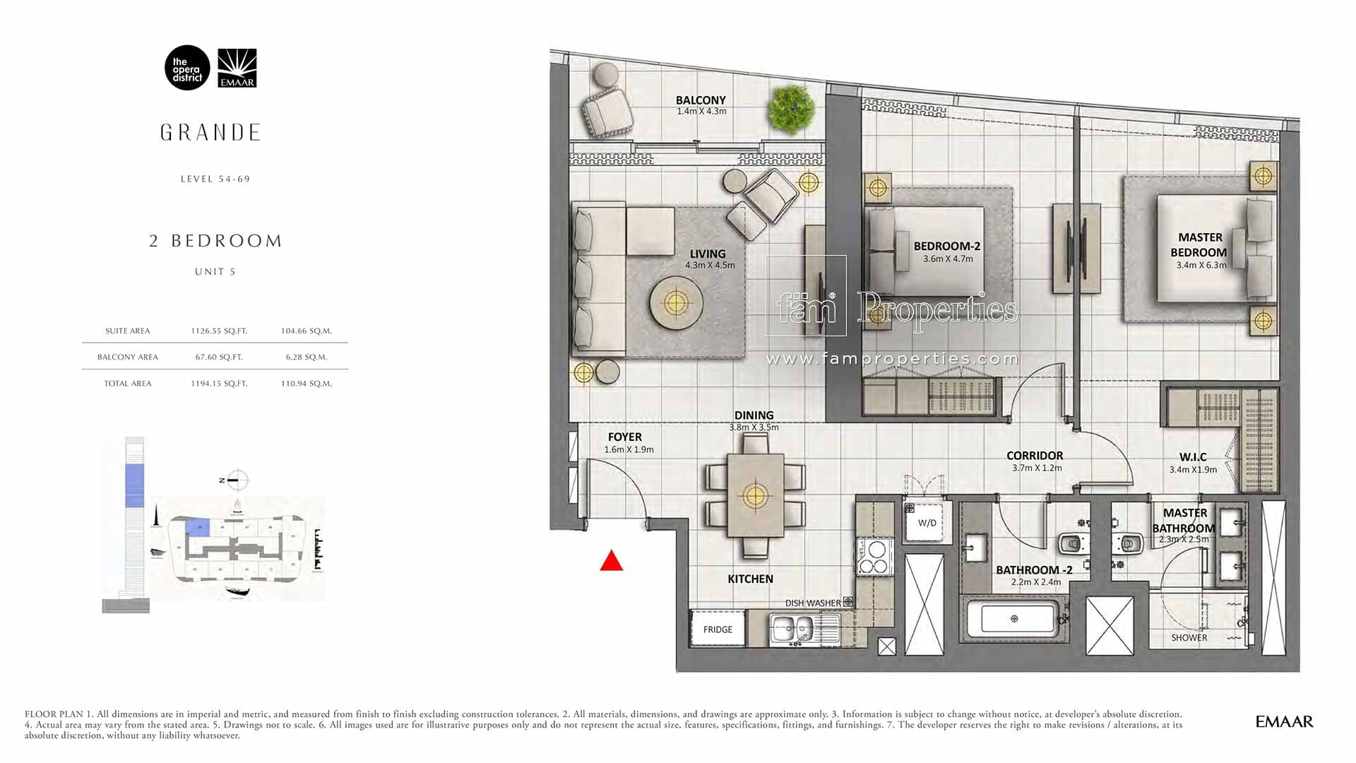 Grande, 2-Bed Floor Plan, type: 2 Bedroom