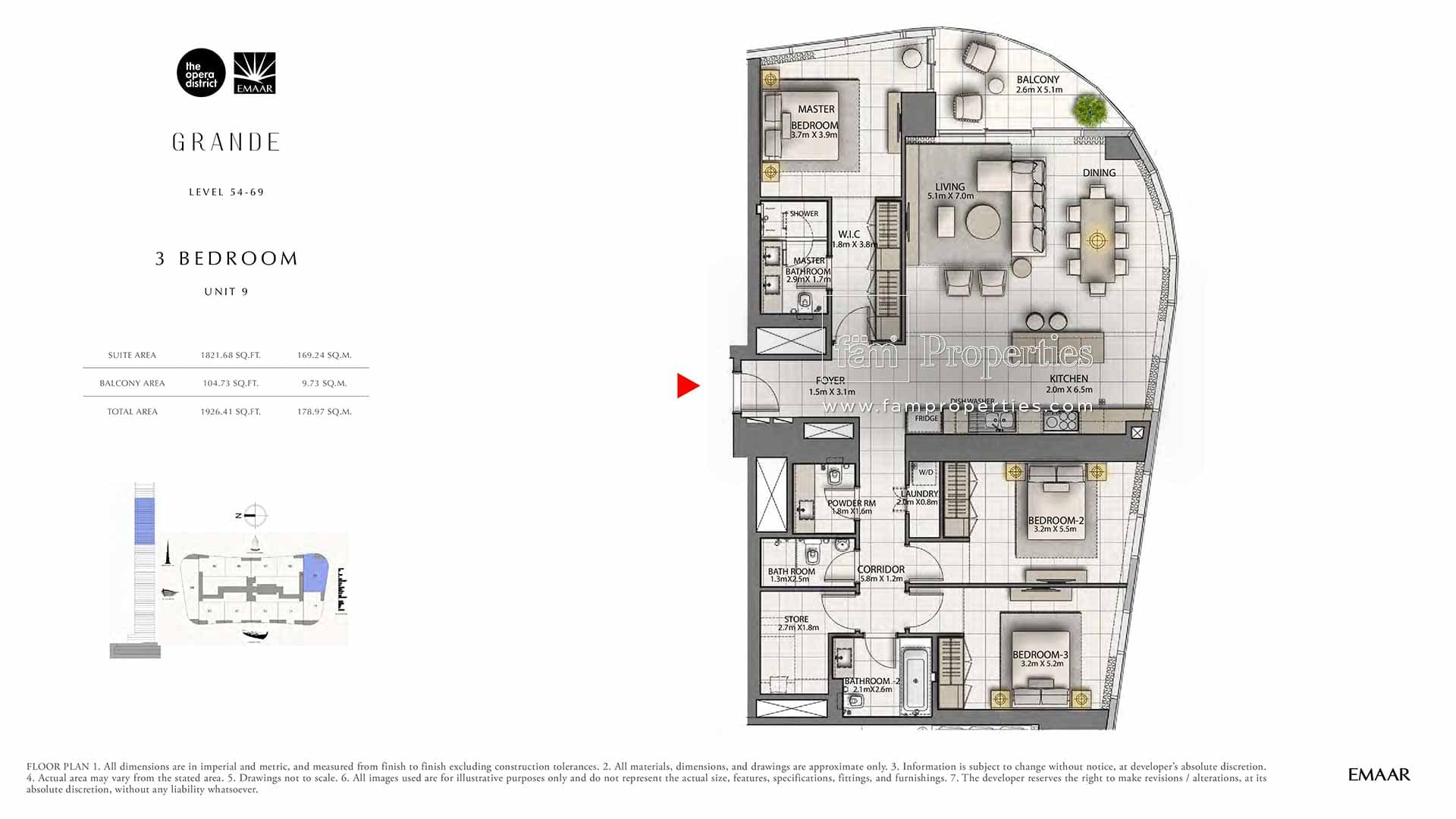 Grande, 3-Bed Floor Plan, type: 3 Bedroom