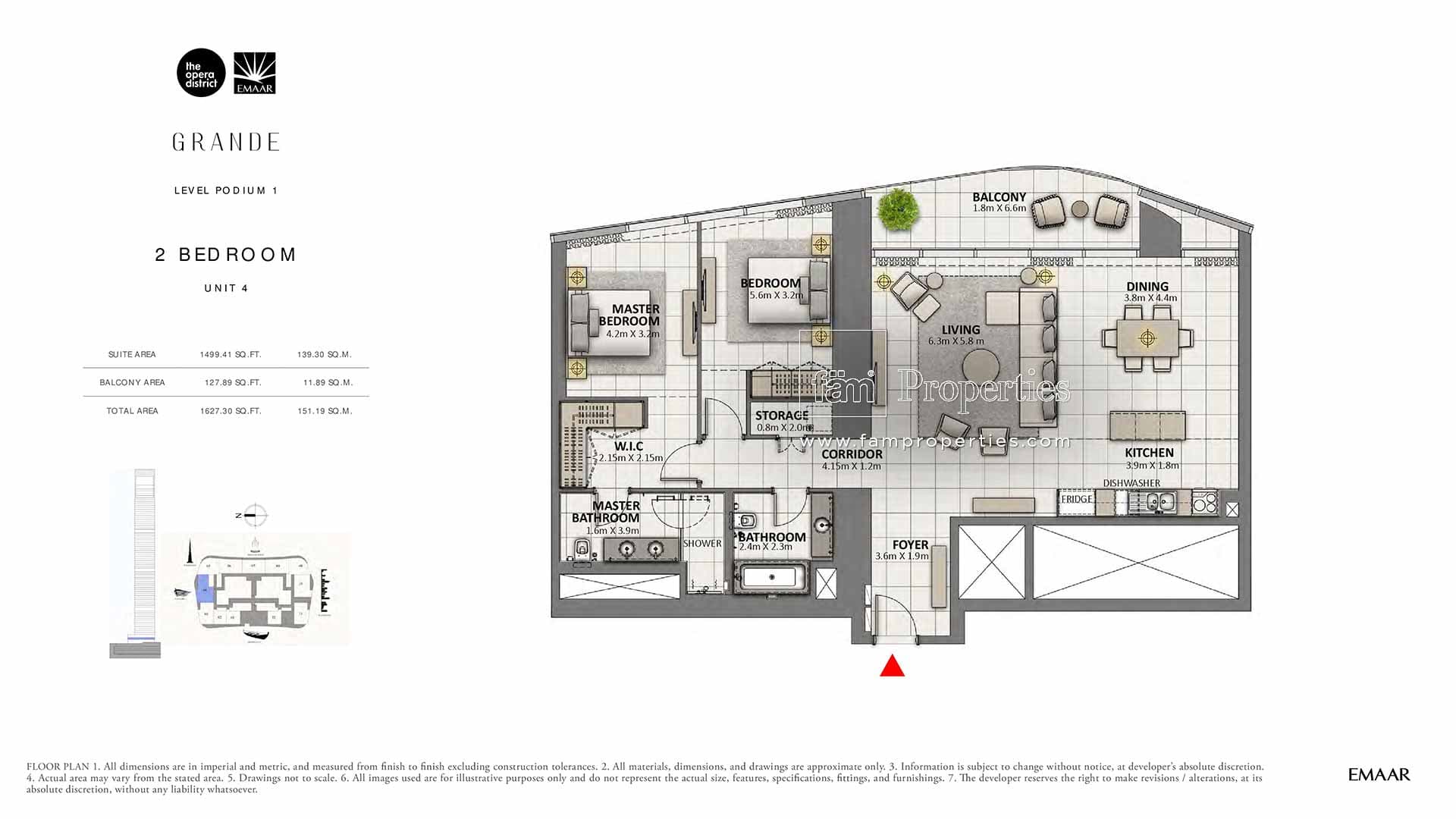 Grande, 2-Bed Floor Plan, type: 2 Bedroom