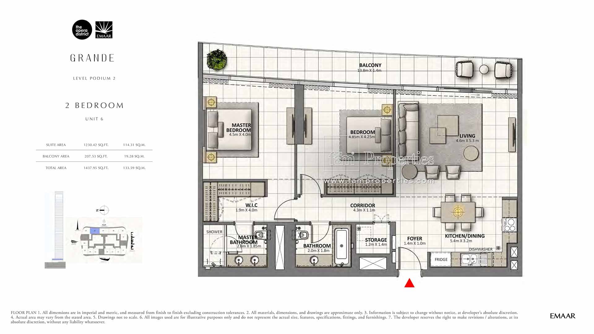 Grande, 2-Bed Floor Plan, type: 2 Bedroom