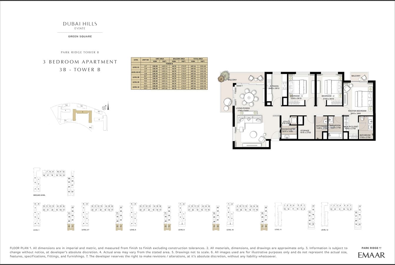 Green Square, 3-Bed Floor Plan, type: 3 Bedroom