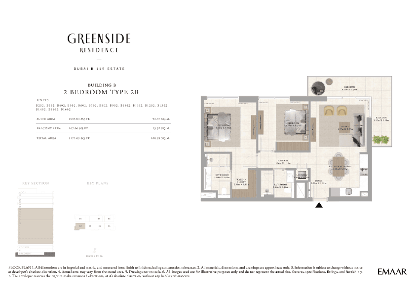 Greenside Residence Building A, 2-Bed Floor Plan, type:
