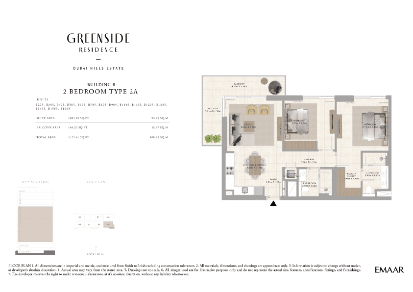 Greenside Residence Building A, 2-Bed Floor Plan, type: