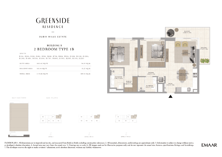 Greenside Residence Building A, 2-Bed Floor Plan, type: