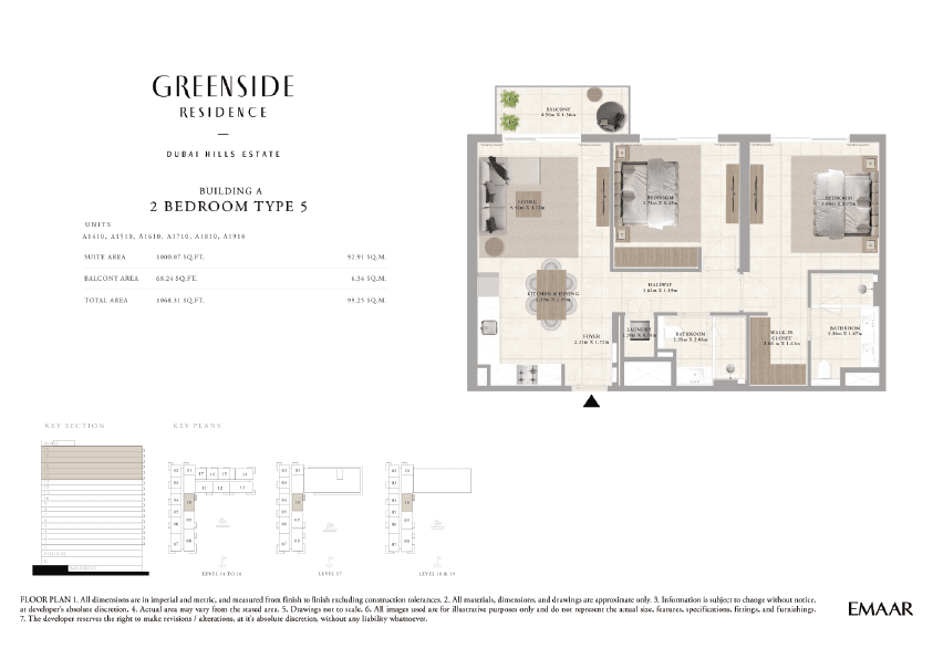 Greenside Residence Building A, 2-Bed Floor Plan, type: