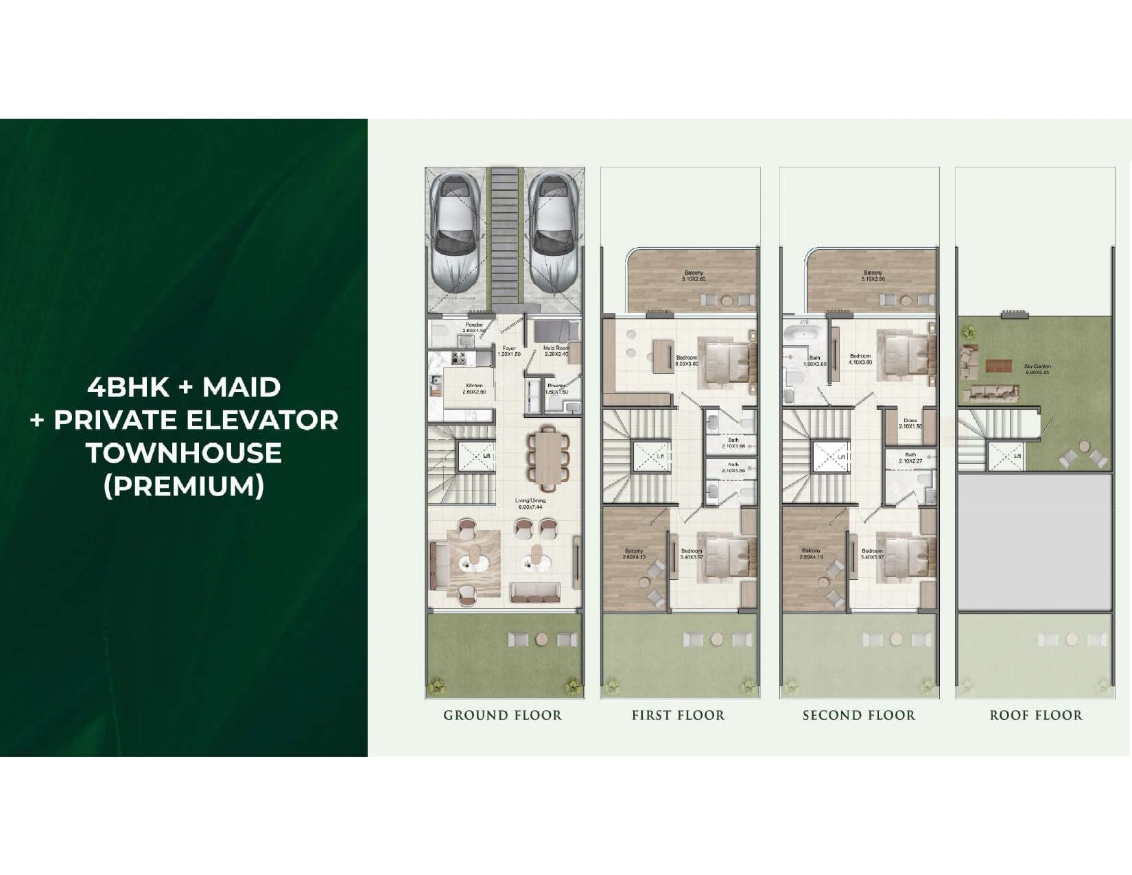 Greenz by Danube, 4-Bed Floor Plan, type: 4 Bed + Maid Premium