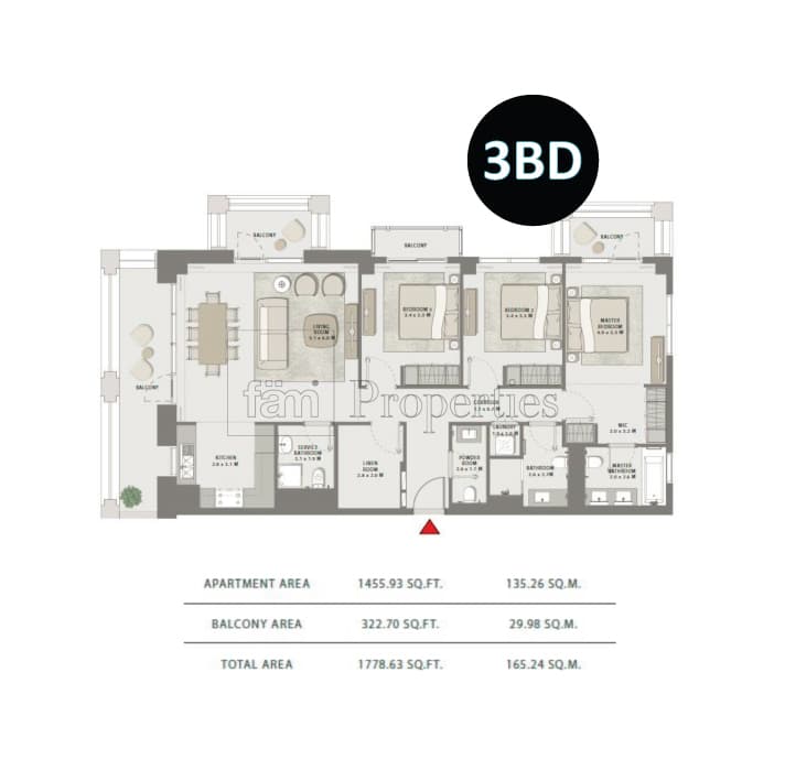 Grove at Creek Beach Building 1, 3-Bed Floor Plan, type: 3 Bedroom
