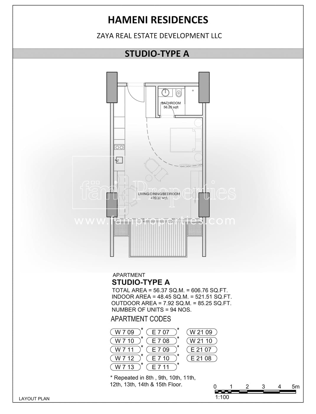 Hameni (not in use), 0-Bed Floor Plan, type: Studio