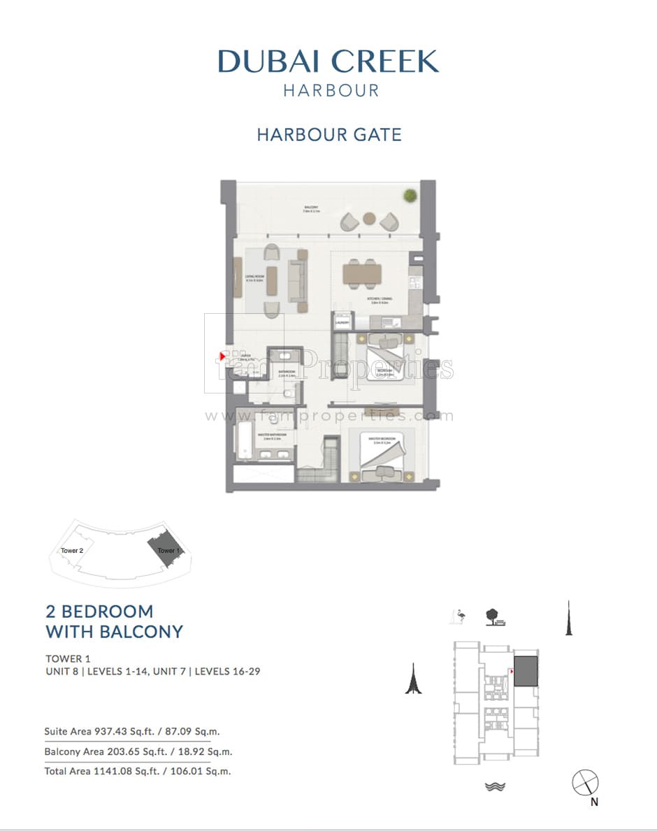 Harbour Gate Tower 1, 2-Bed Floor Plan, type: 2 Bedroom