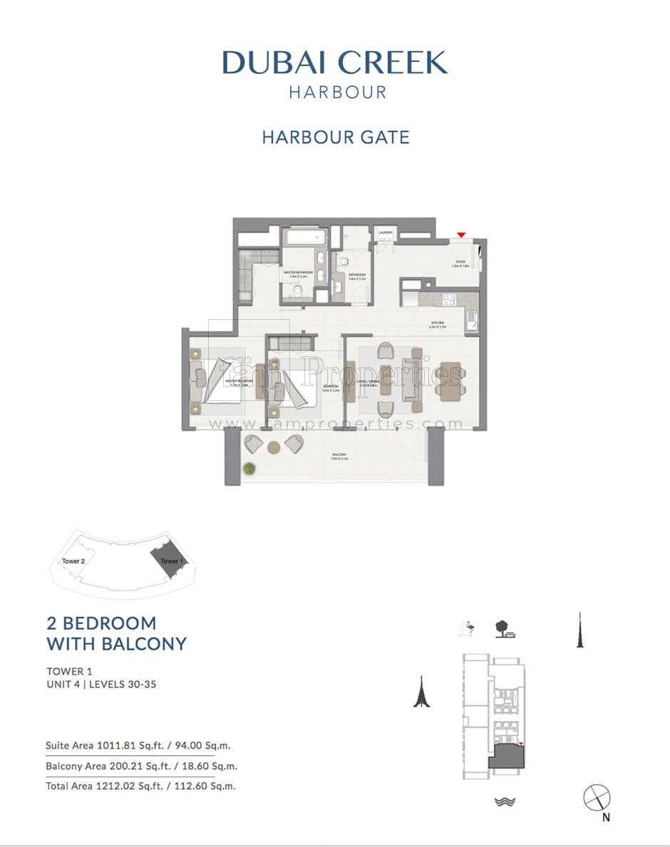 Harbour Gate Tower 1, 2-Bed Floor Plan, type: 2 Bedroom
