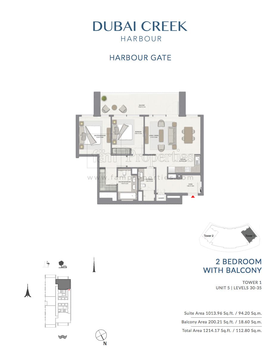 Harbour Gate Tower 1, 2-Bed Floor Plan, type: 2 Bedroom