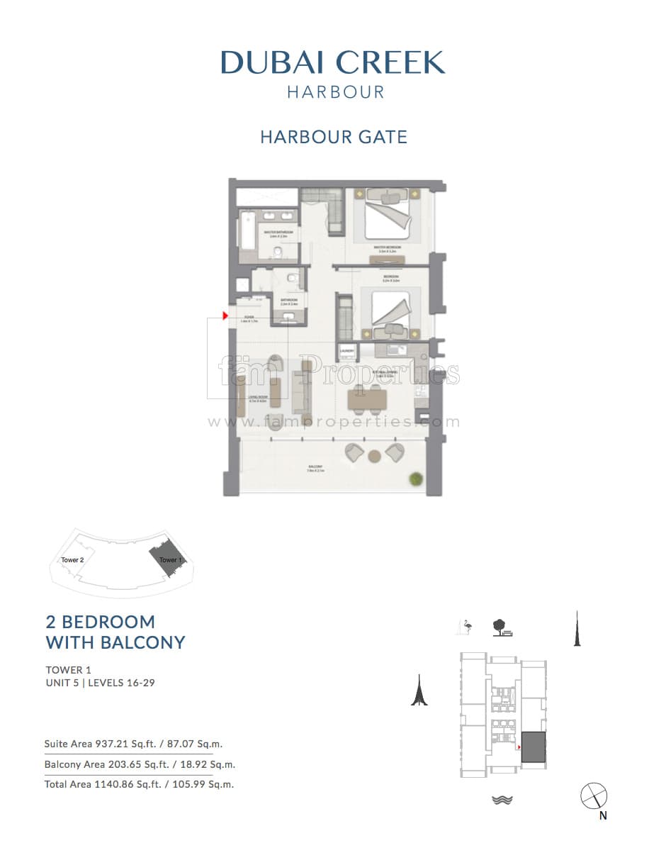Harbour Gate Tower 1, 2-Bed Floor Plan, type: 2 Bedroom