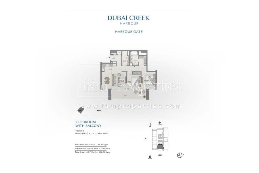 Harbour Gate Tower 2, 2-Bed Floor Plan, type: 2 Bedroom