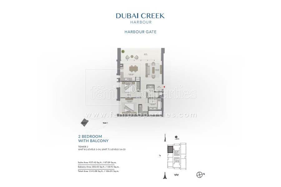 Harbour Gate Tower 2, 2-Bed Floor Plan, type: 2 Bedroom