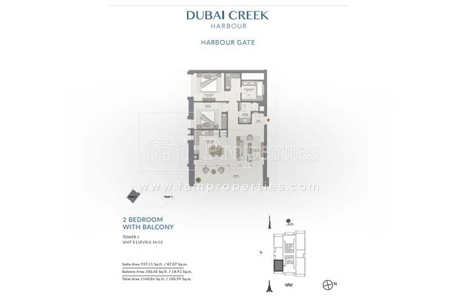 Harbour Gate Tower 2, 2-Bed Floor Plan, type: 2 Bedroom