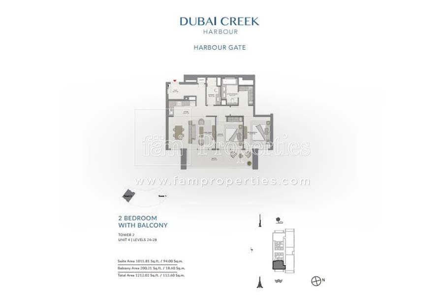 Harbour Gate Tower 2, 2-Bed Floor Plan, type: 2 Bedroom