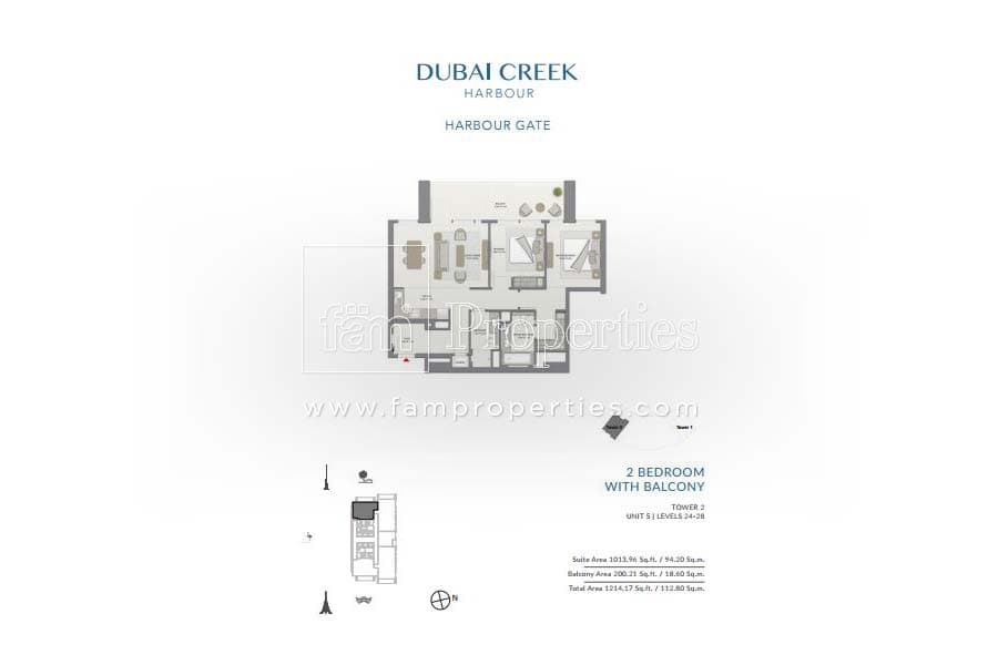 Harbour Gate Tower 2, 2-Bed Floor Plan, type: 2 Bedroom