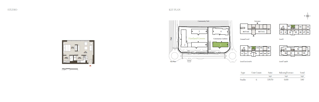 Hartland Greens, 0-Bed Floor Plan, type: Studio