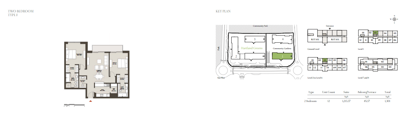 Hartland Greens, 2-Bed Floor Plan, type: 2 Bedroom